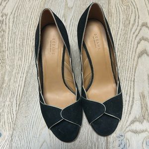 Sezane High Suzanne black and gold heel